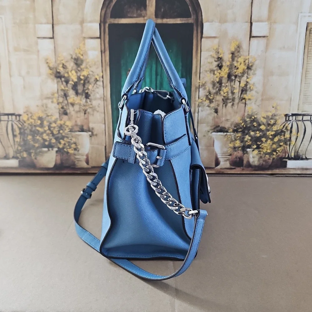 MICHAEL Michael Kors‎ Blue Saffiano Leather Large Emma Satchel